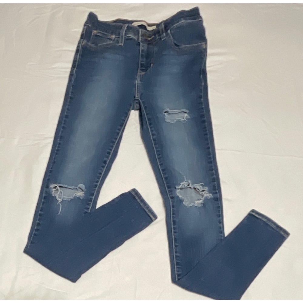Girl's Levi's 720 High Rise Super Skinny Distressed Jeans Size 24 Waist - Picture 1 of 6